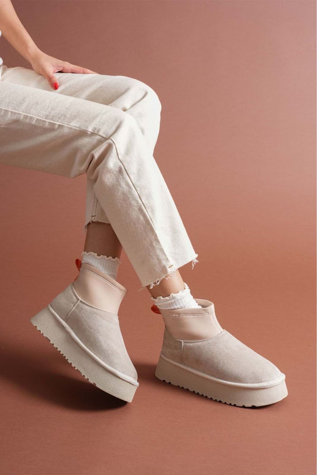 Cuen Bej Süet Bot Yan Profil ve Kalın Taban