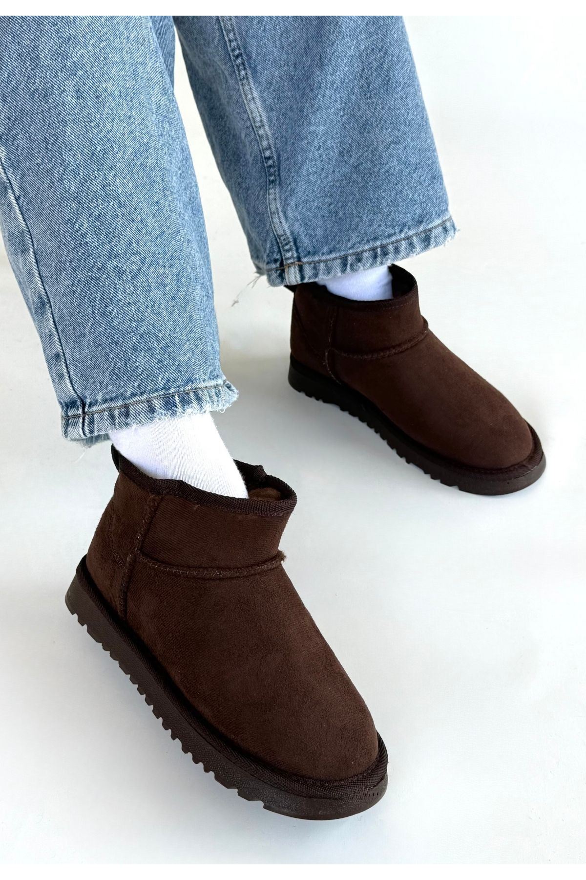 Elsa Kahverengi Kürklü Panduf Bot Arka Görünüm