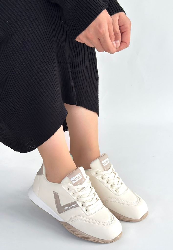 Jowen Bej Spor Ayakkabı Üstten Görünüm ve Vizon Doku