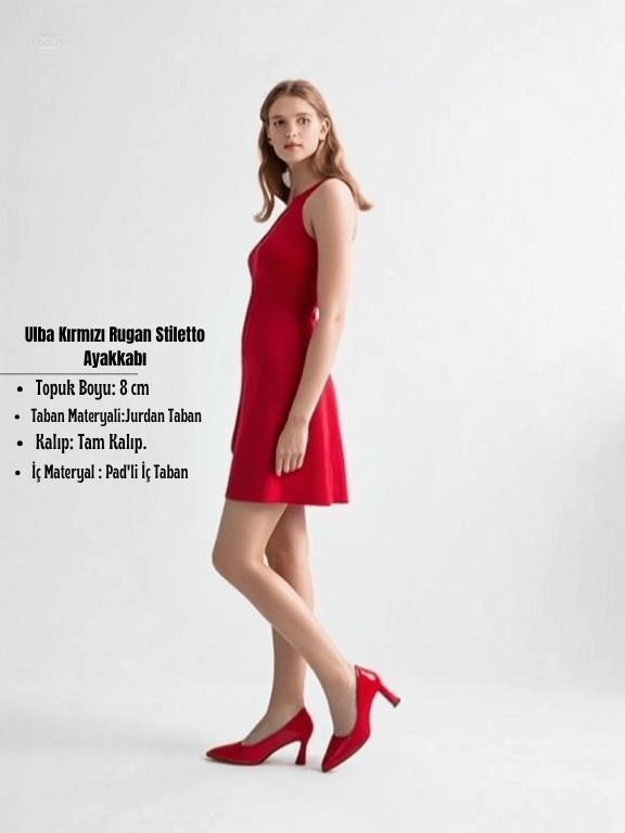 Ulba Kırmızı Rugan Stiletto Ayakkabı