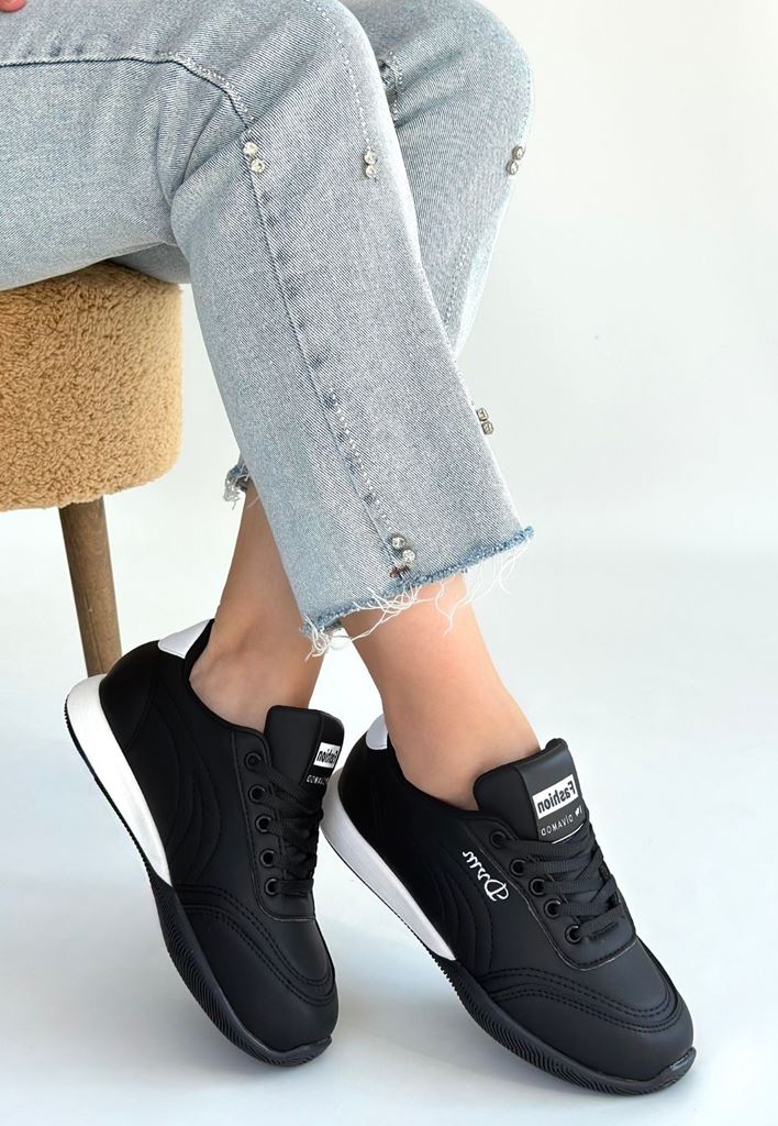 Tawen Siyah Spor Ayakkabı Yan Profil ve Taban Detayı