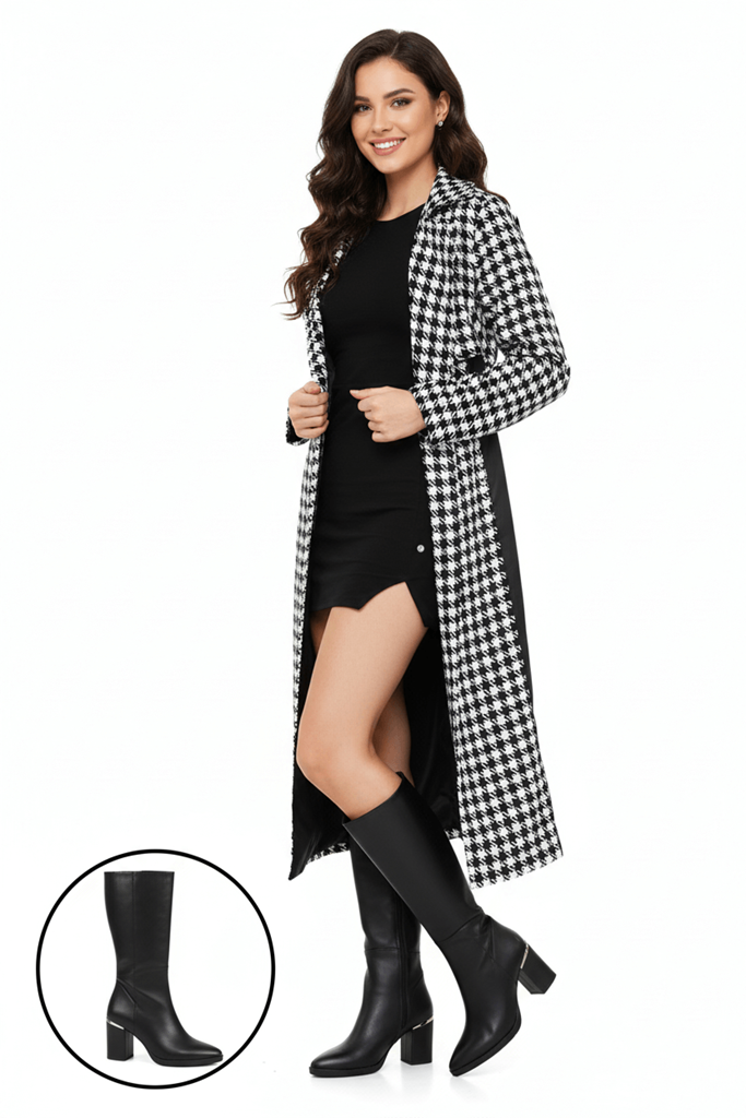 Morena Siyah Cilt Topuklu Çizme Ana Görünüm