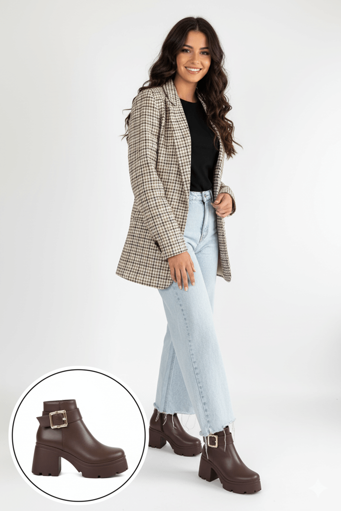 Pinma Kahverengi Cilt Topuklu Bot Ana Görünüm