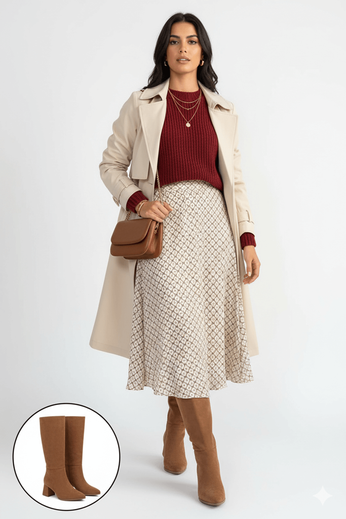 Roksa Taba Süet Topuklu Çizme Ana Görünüm