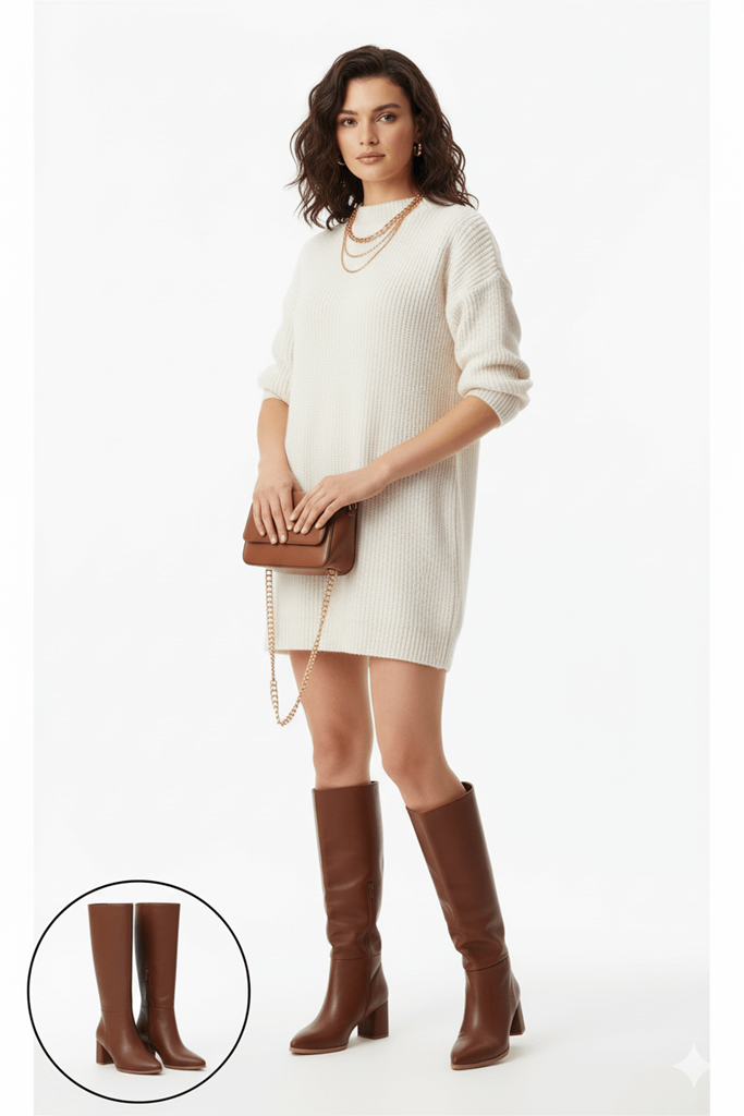 Roksa Taba Cilt Topuklu Çizme Ana Görünüm