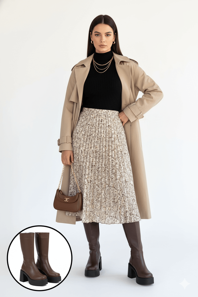 Disan Kahverengi Cilt Topuklu Çizme Ana Görünüm