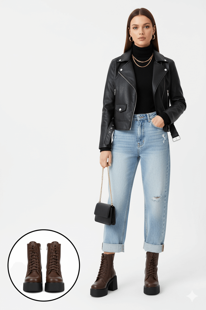 Tsan Kahverengi Cilt Bağcıklı Topuklu Bot Ana Görünüm