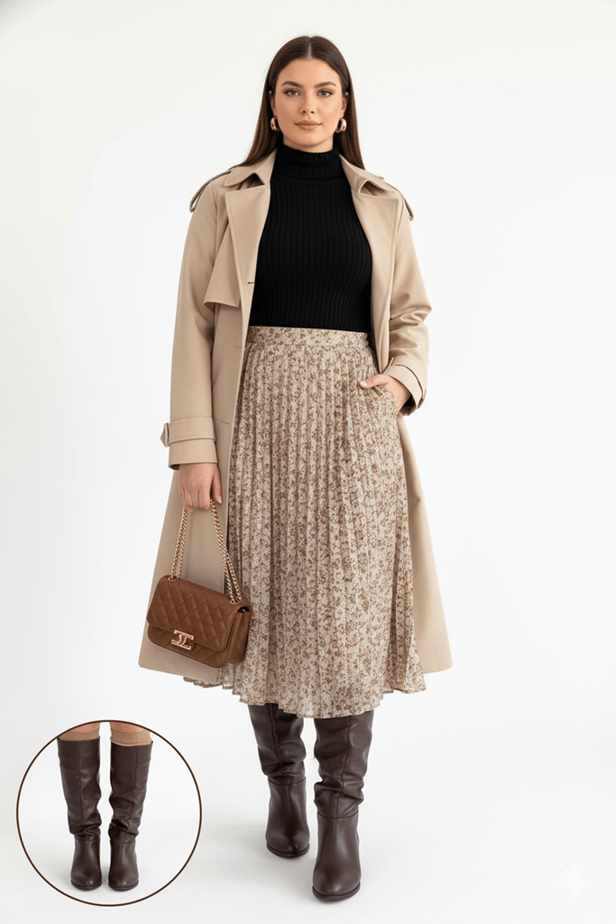 Winda Kahverengi Körüklü Diz Altı Çizme Ana Görünüm