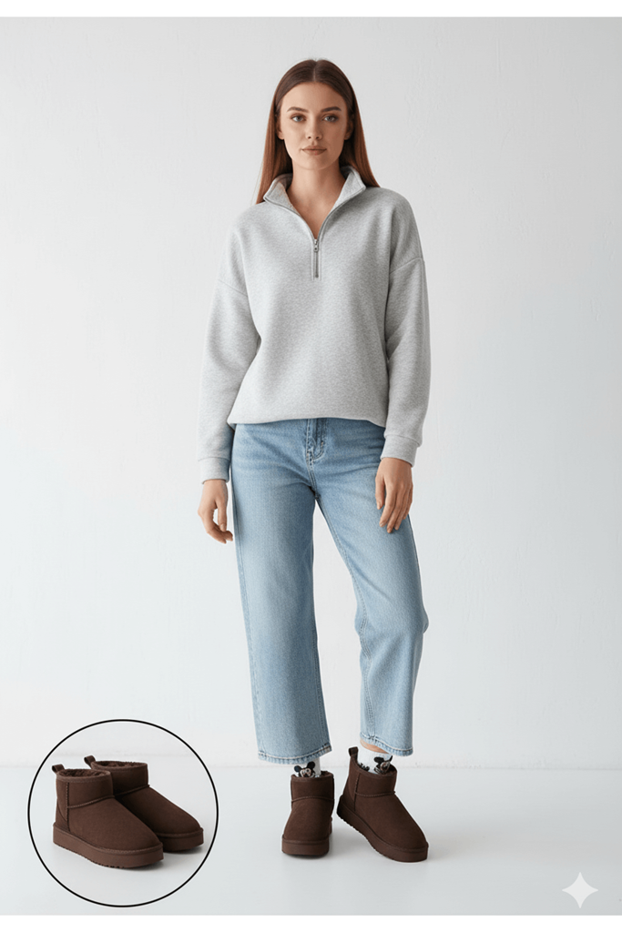 Elsa Kahverengi Kürklü Panduf Bot Ana Görünüm