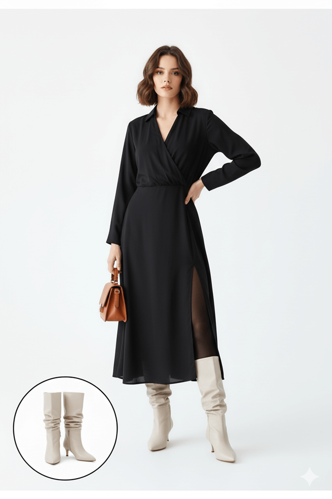 Zelya Bej Cilt Topuklu Çizme Ana Görünüm