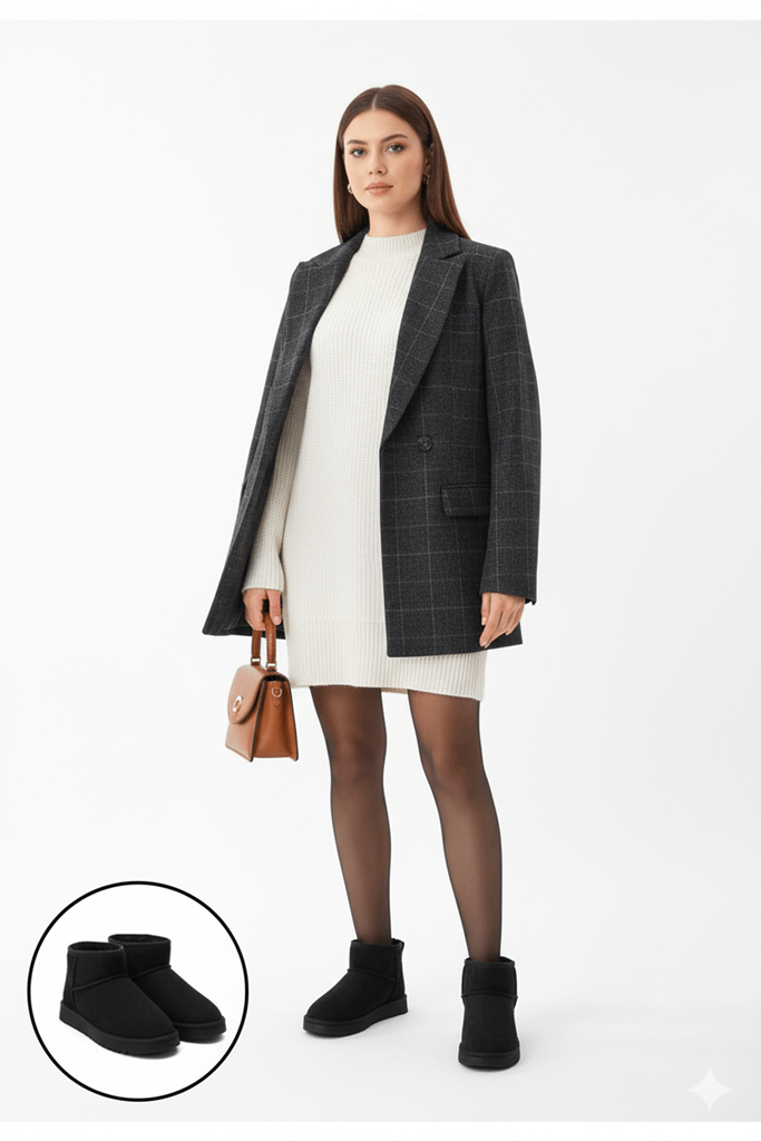 Elsa Siyah Kürklü Panduf Bot Ana Görünüm