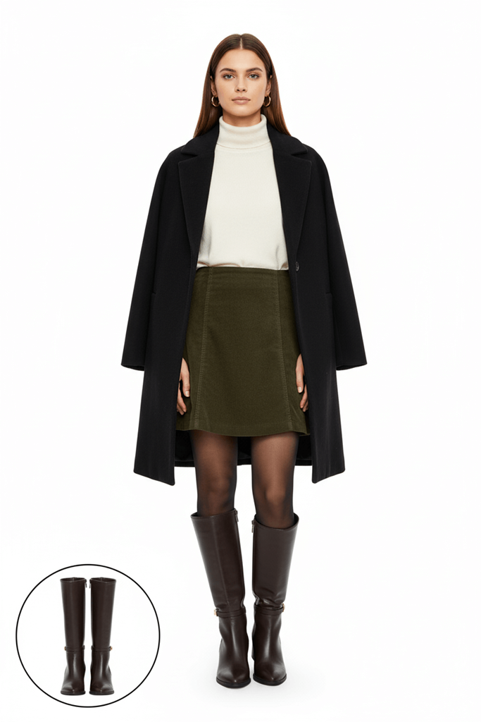 Jeoli Kahverengi Cilt Topuklu Çizme Ana Görünüm