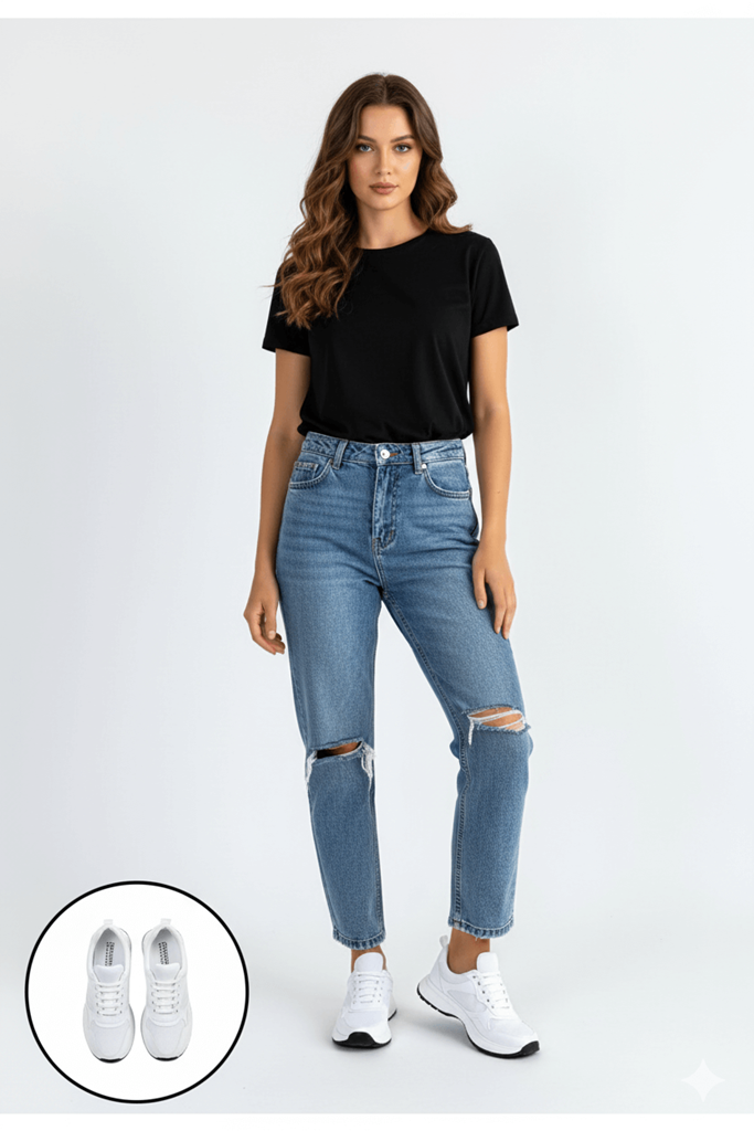 Slar Beyaz Simli Yüksek Tabanlı Ortopedik Sneaker Ana Görünüm