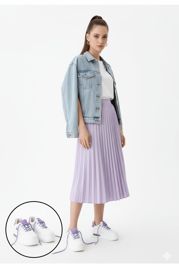 Chris Beyaz Cilt Lila Detaylı Spor Ayakkabı Ana Görünüm