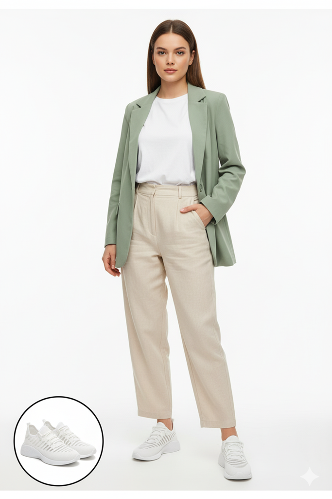 Wina Beyaz Triko Bağcıklı Spor Ayakkabı Ana Görünüm