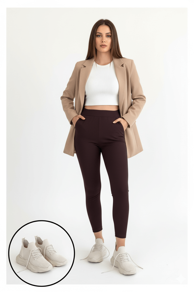 Henta Bej Triko Bağcıklı Spor Ayakkabı Ana Görünüm