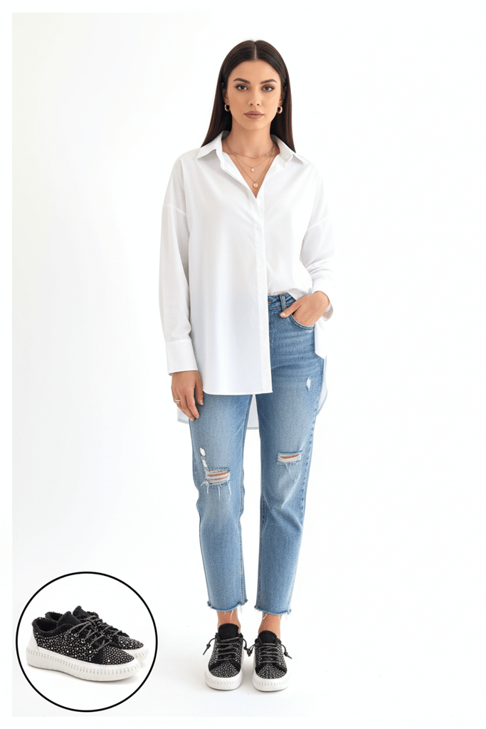 Guji Siyah Kot Bağcıklı Spor Ayakkabı Ana Görünüm