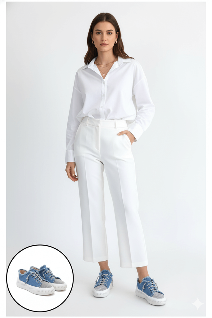 Enber Mavi Kot Bağcıklı Spor Ayakkabı Ana Görünüm