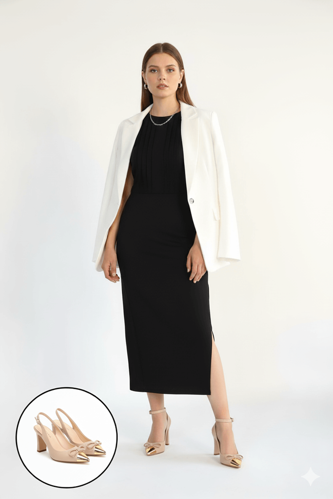 Joye Bej Cilt Topuklu Ayakkabı Ana Görünüm