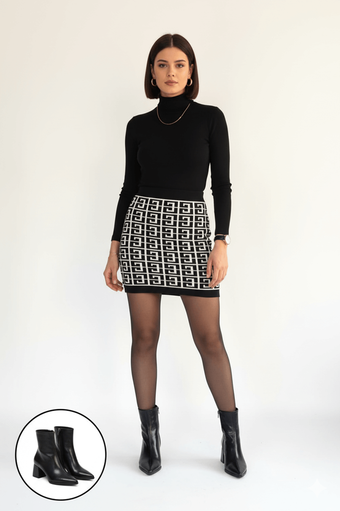 Mosy Siyah Rugan Topuklu Bot Ana Görünüm