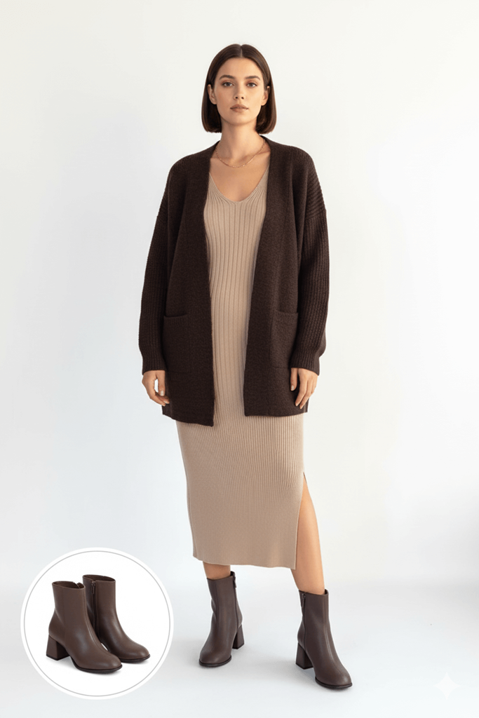 Tendy Kahverengi Cilt Topuklu Bot Ana Görünüm