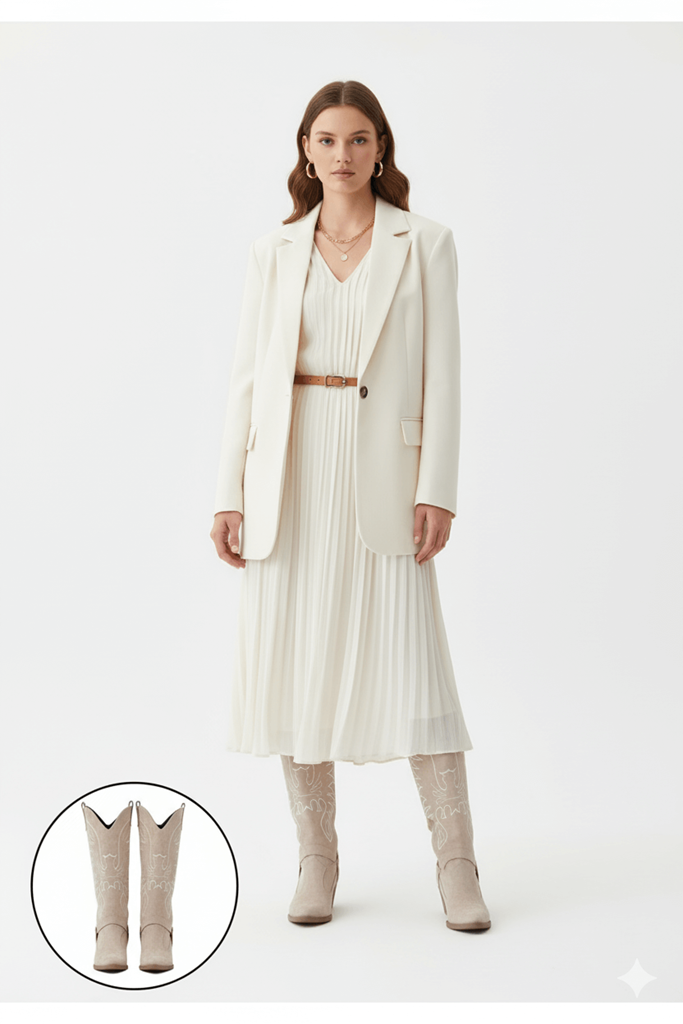 Jilla Bej Süet Tak Çıkar Topuklu Bot Ve Çizme