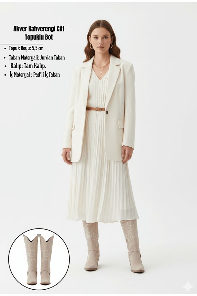 Jilla Bej Süet Tak Çıkar Topuklu Bot Ve Çizme