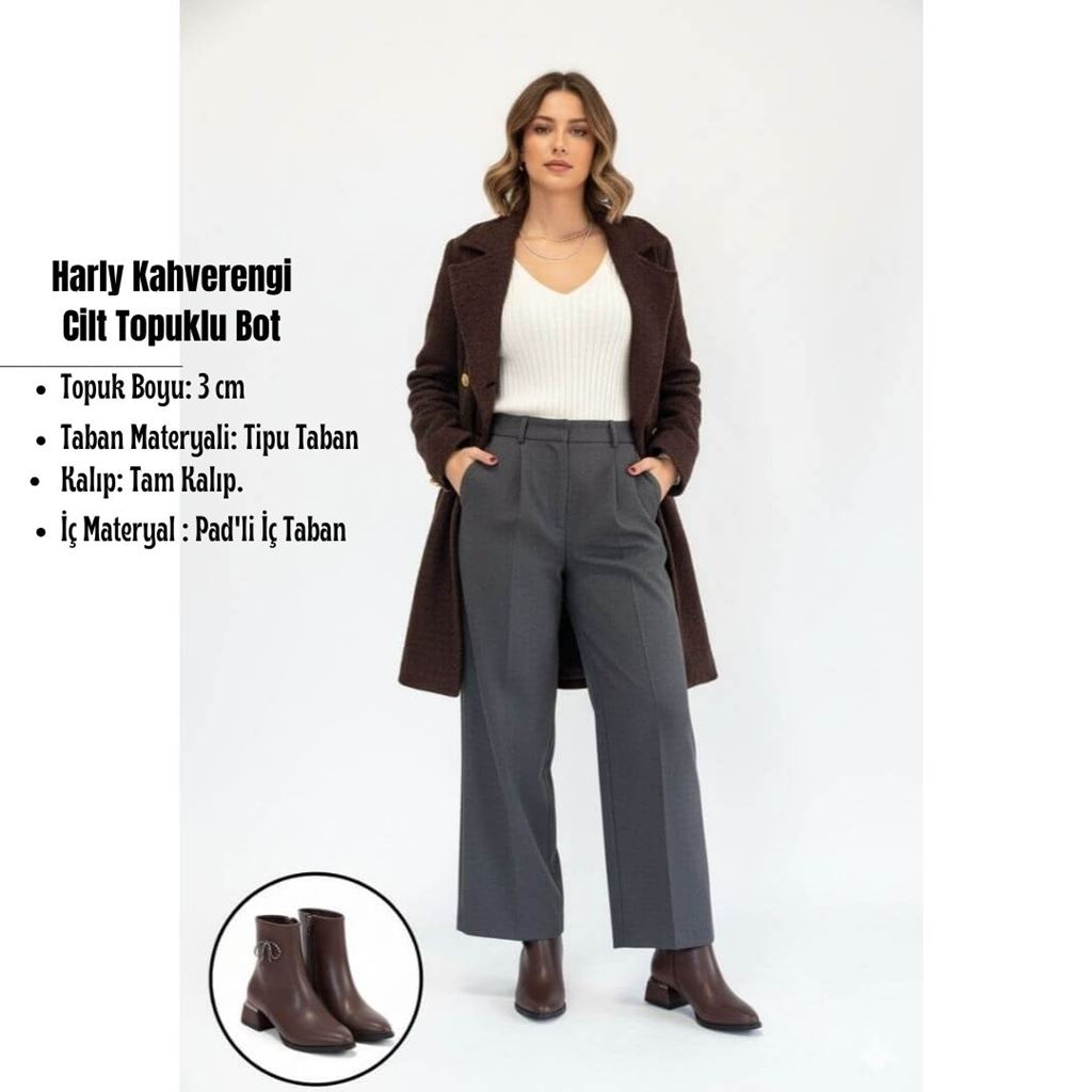 Harly Kahverengi Cilt Topuklu Bot