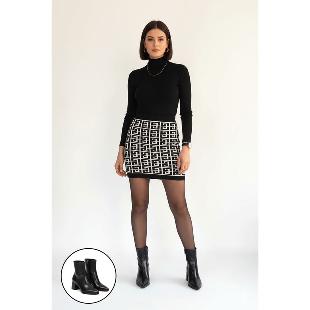 Mosy Siyah Rugan Topuklu Bot