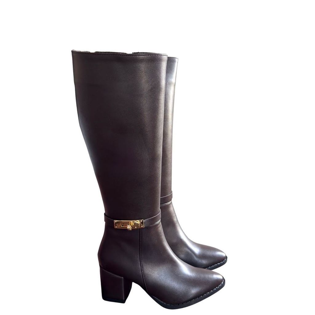 Jeoli Kahverengi Cilt Topuklu Çizme