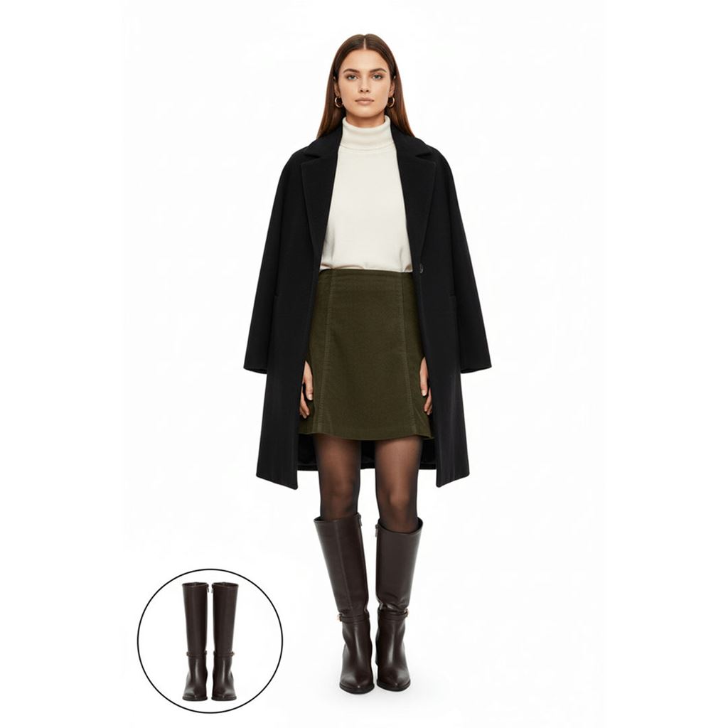 Jeoli Kahverengi Cilt Topuklu Çizme