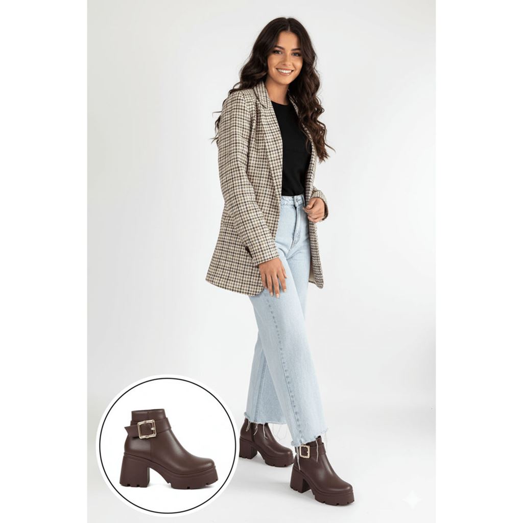 Pinma Kahverengi Cilt Topuklu Bot