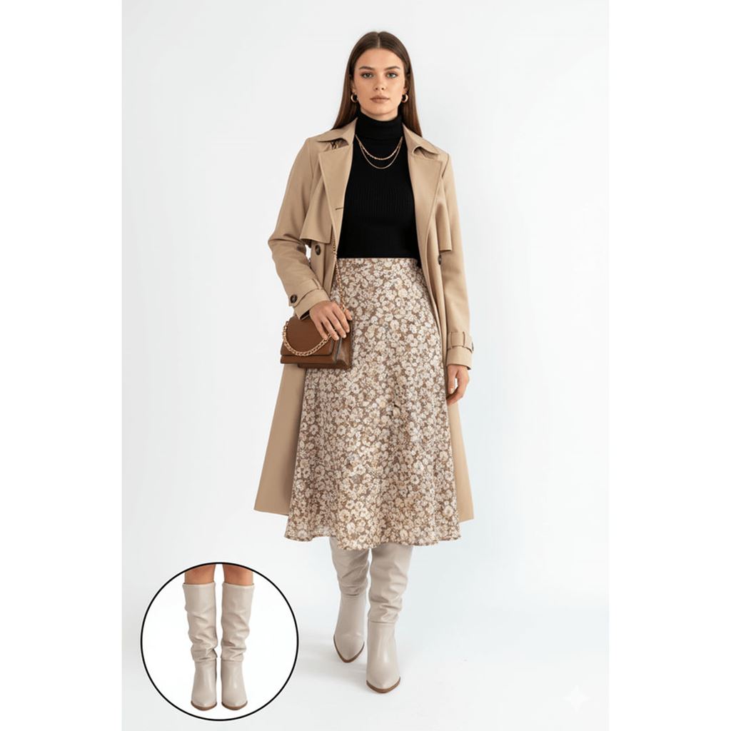 Piyat Ten Cilt Topuklu Çizme