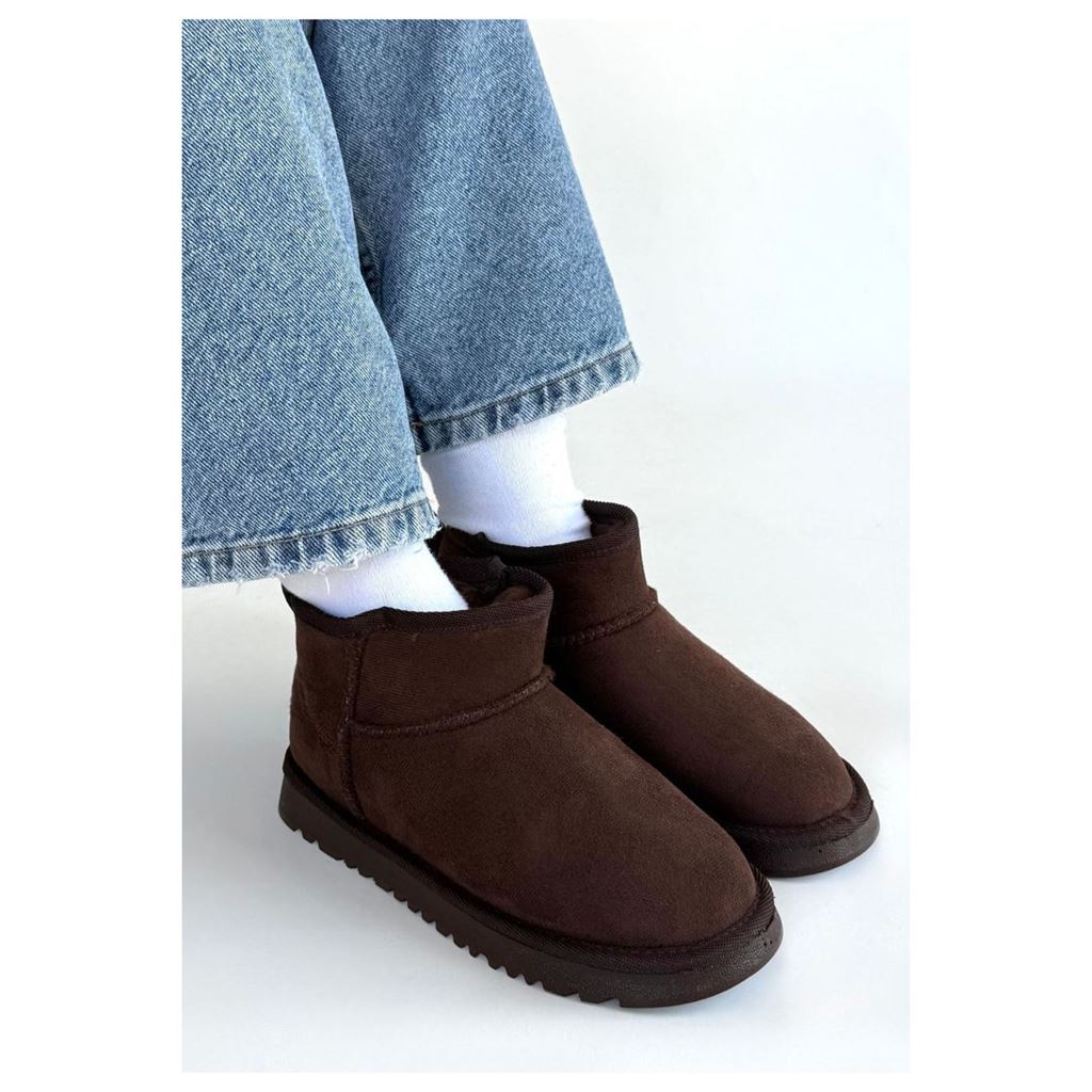 Elsa Kahverengi Süet İçi Kürklü Kadın Panduf Bot