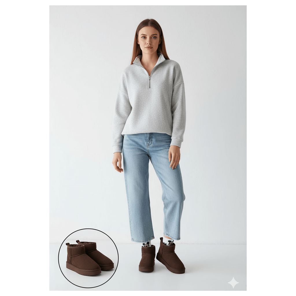 Elsa Kahverengi Süet İçi Kürklü Kadın Panduf Bot