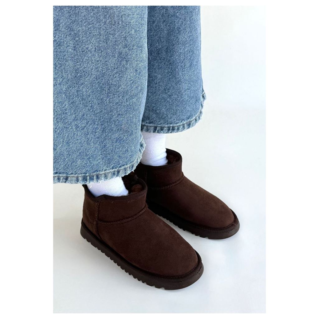 Elsa Kahverengi Süet İçi Kürklü Kadın Panduf Bot