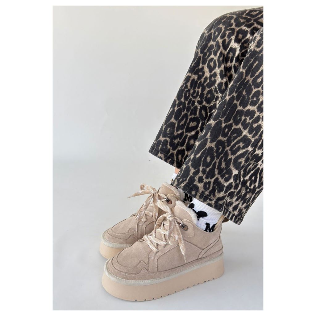 Muden Bej Süet Bağcıklı Bot