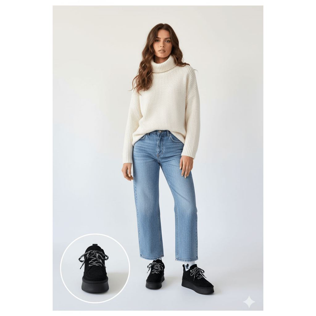 Muden Siyah Süet Bağcıklı Bot