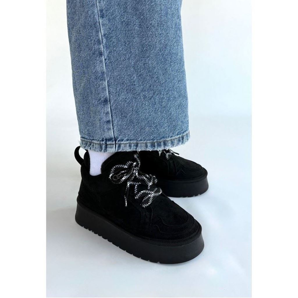 Muden Siyah Süet Bağcıklı Bot