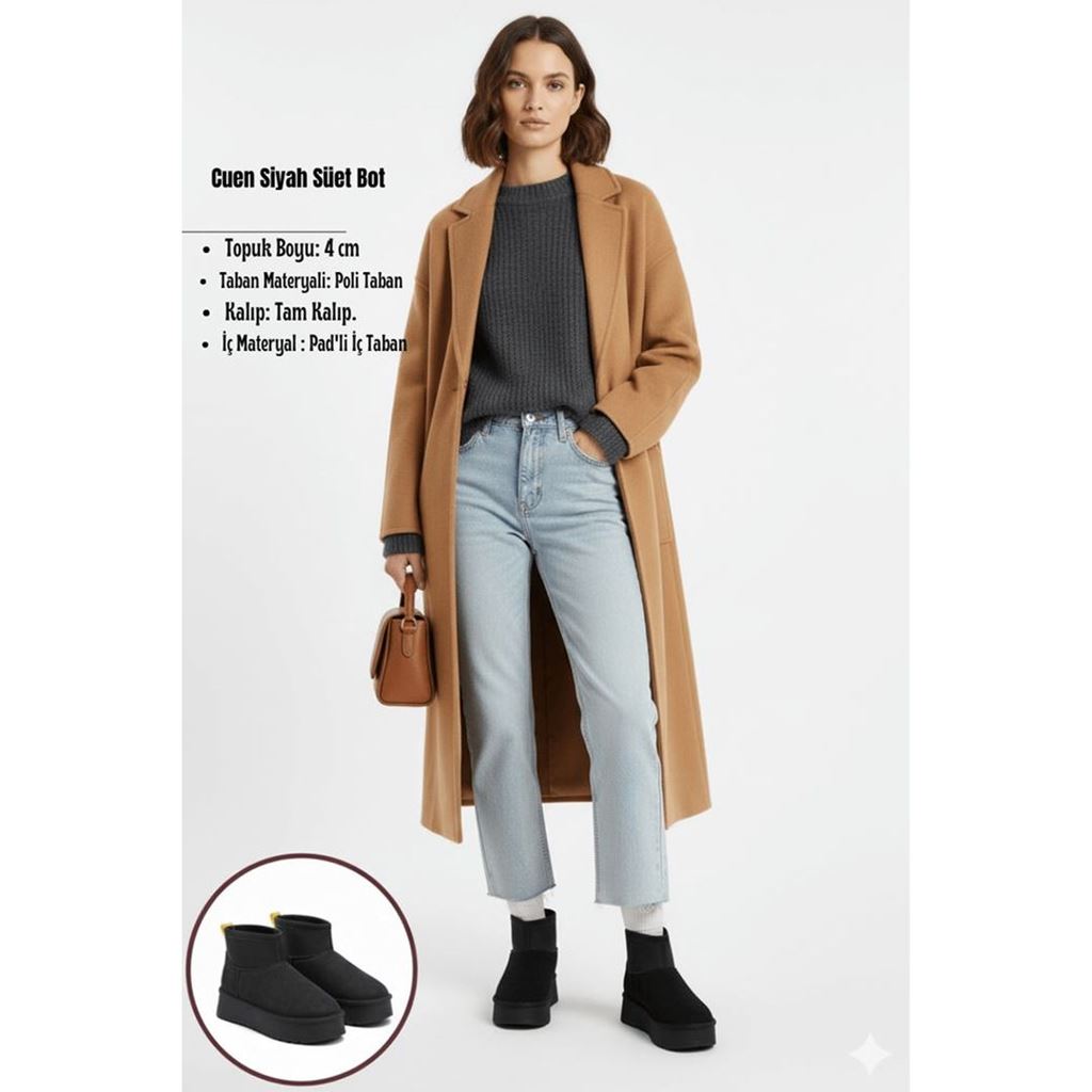 Cuen Siyah Süet Bot