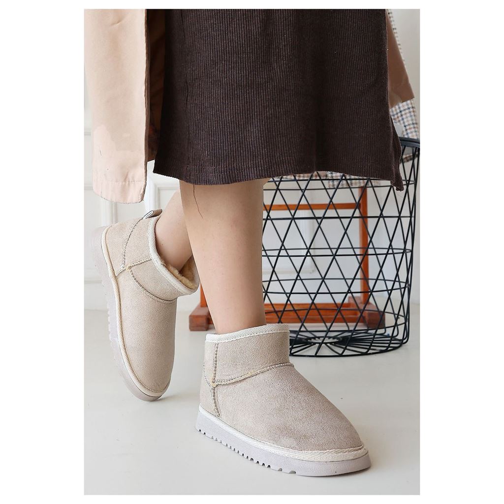 Elsa Bej Süet İçi Kürklü Kadın Panduf Bot