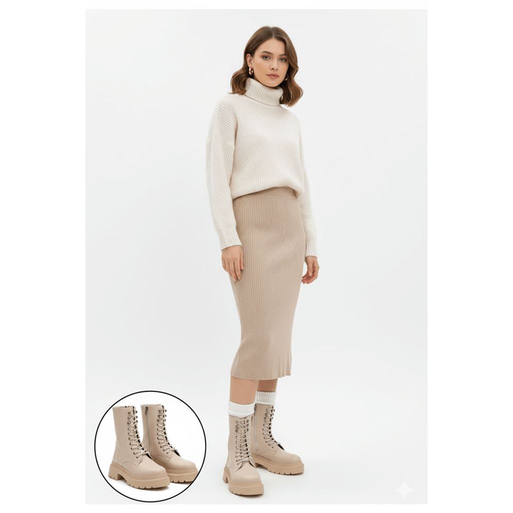 Caxa Nude Cilt Bağcıklı Bot