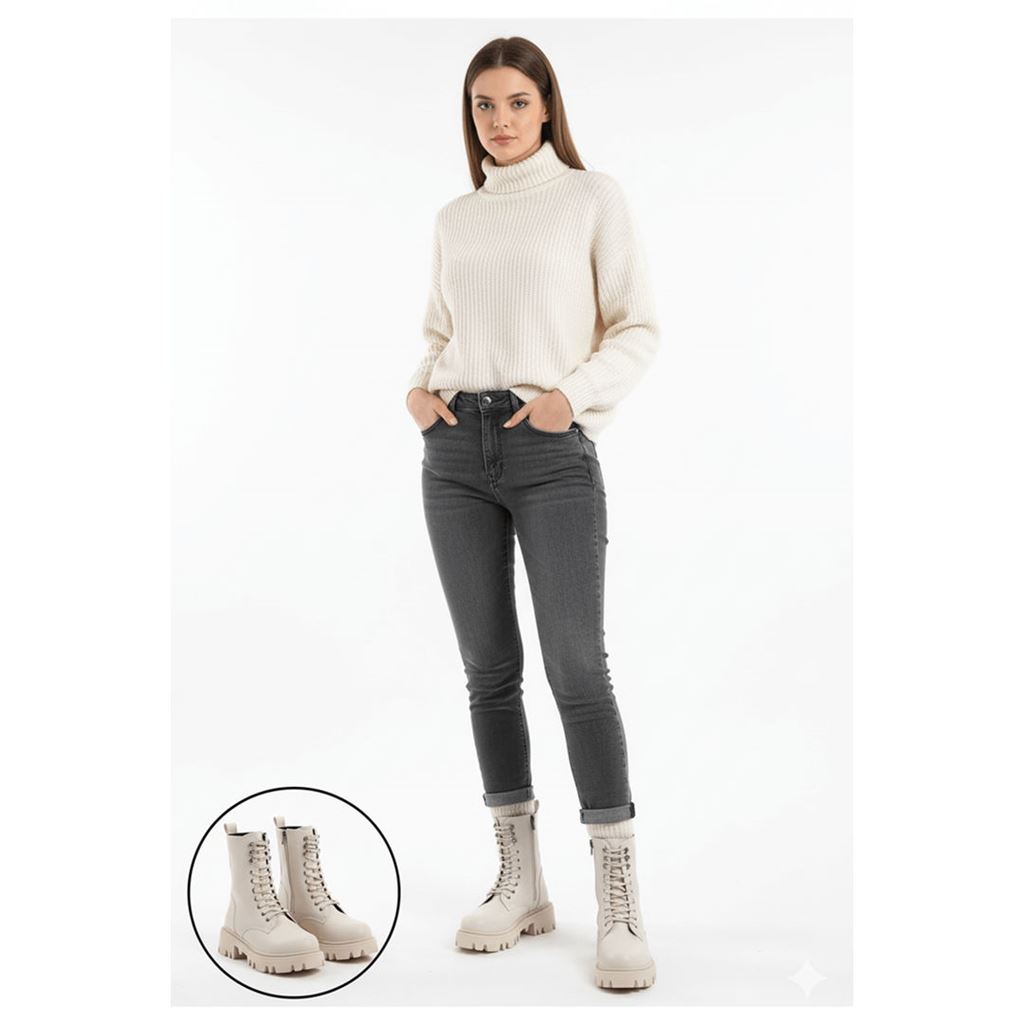 Neole Bej Cilt Bağcıklı Bot