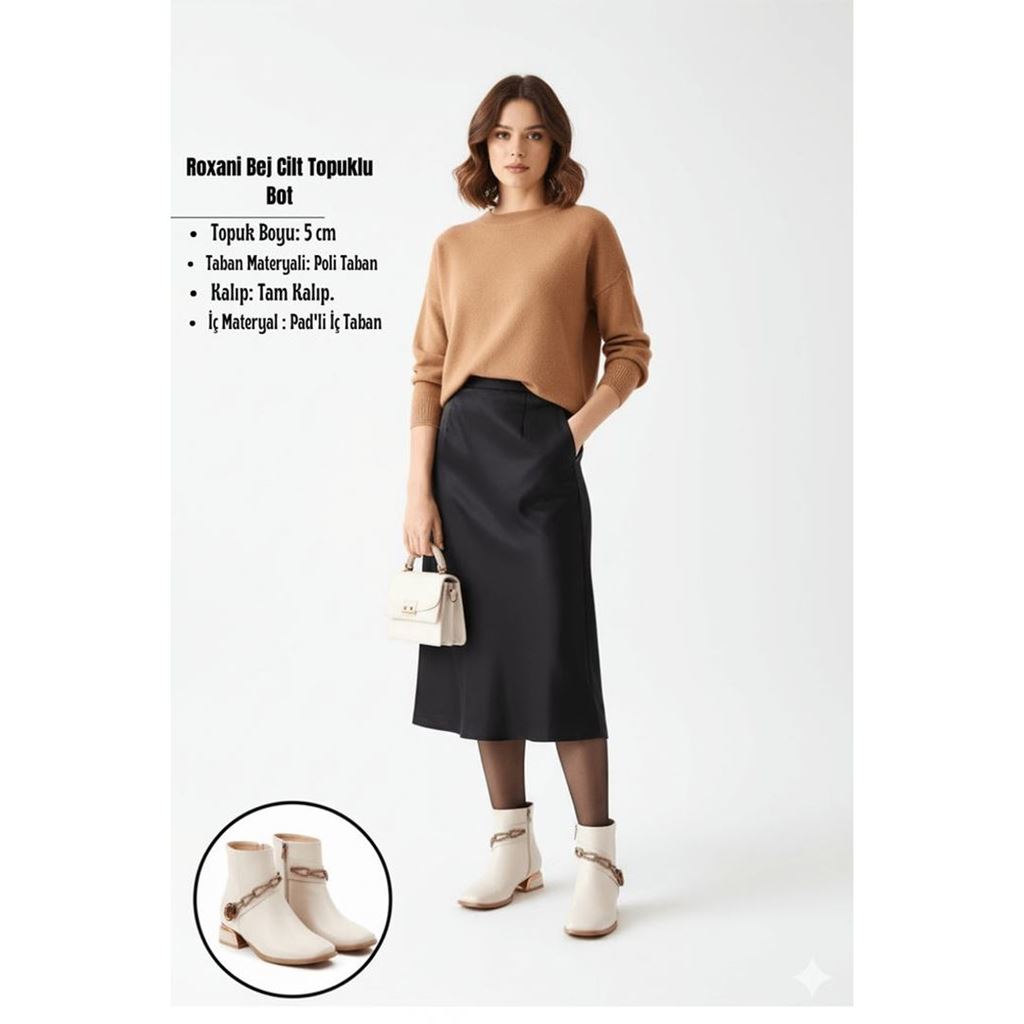 Roxani Bej Cilt Topuklu Bot