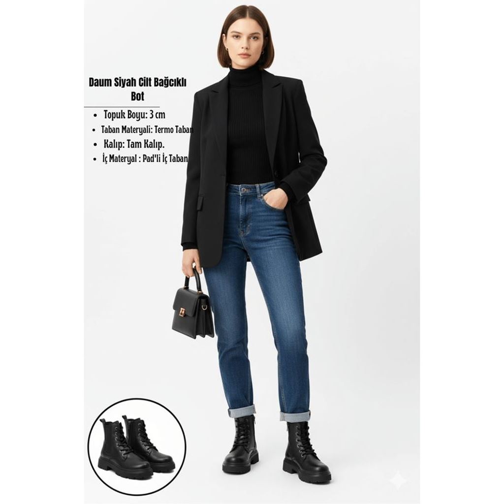 Daum Siyah Cilt Bağcıklı Bot