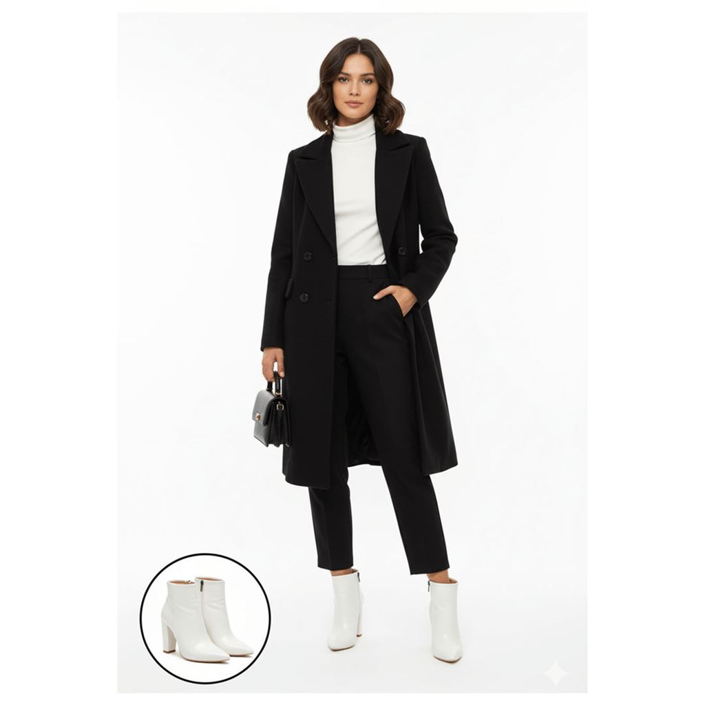 Loora Beyaz Rugan Desenli Topuklu Bot