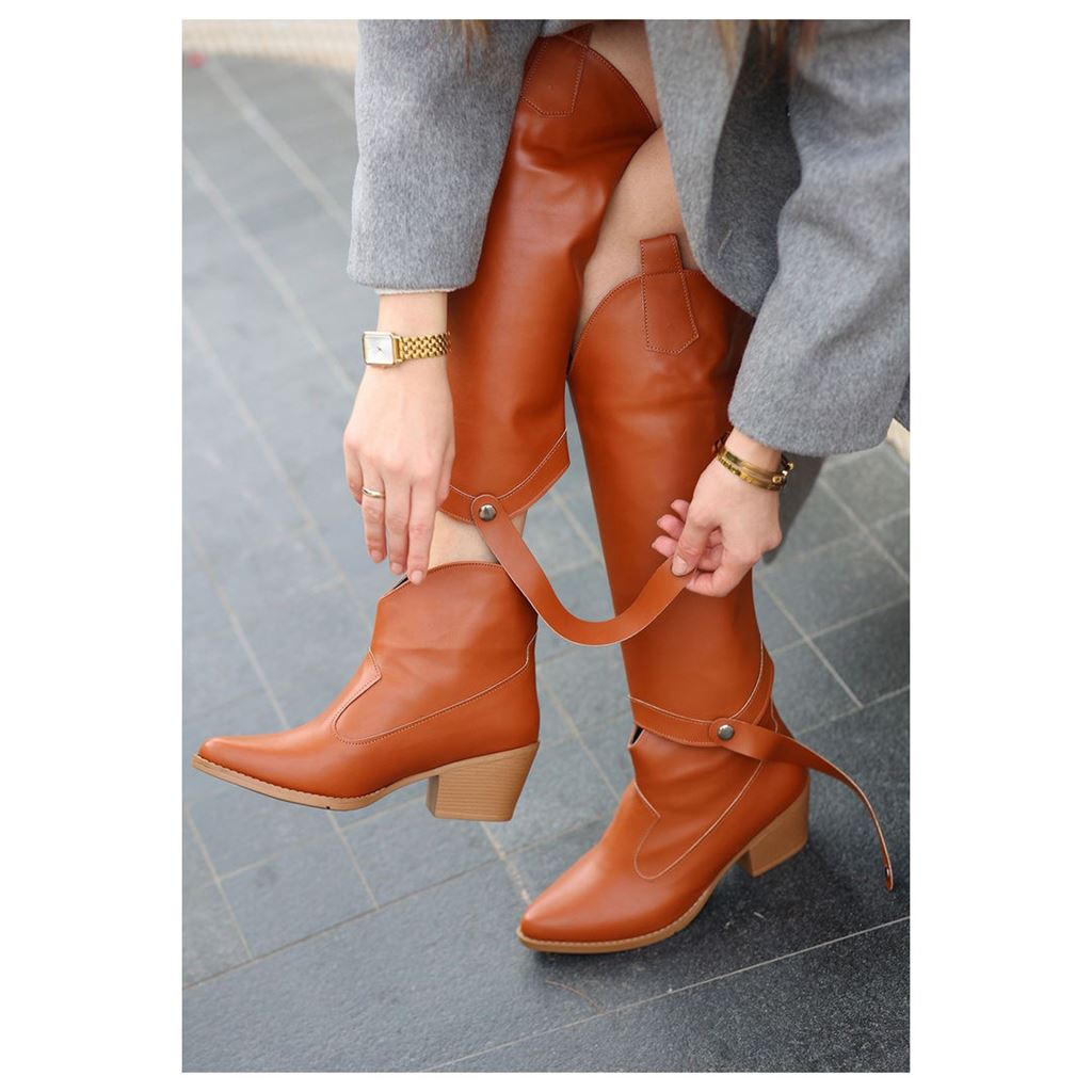 Milla Taba Cilt Tak Çıkar Topuklu Bot Ve Çizme