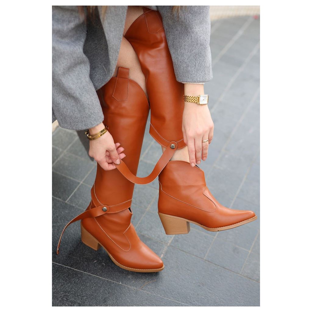 Milla Taba Cilt Tak Çıkar Topuklu Bot Ve Çizme