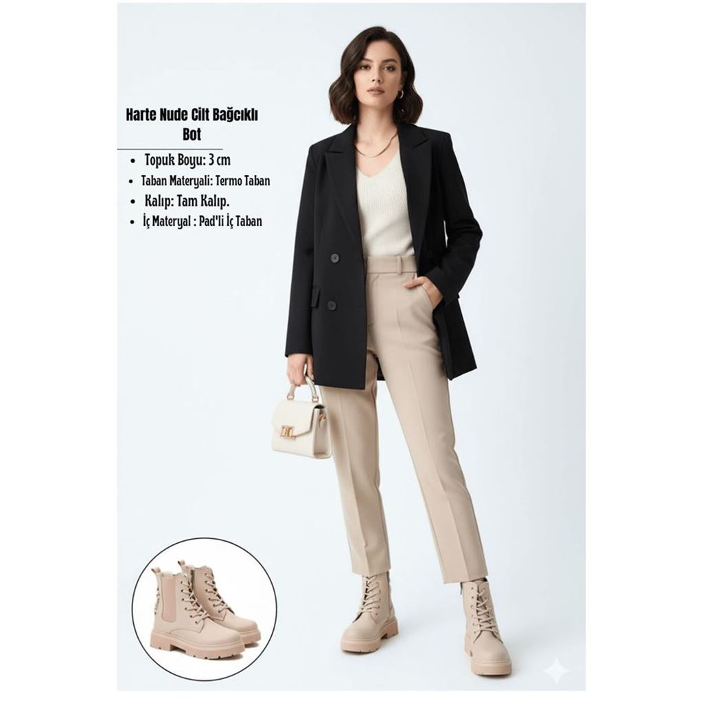 Harte Nude Cilt Bağcıklı Bot