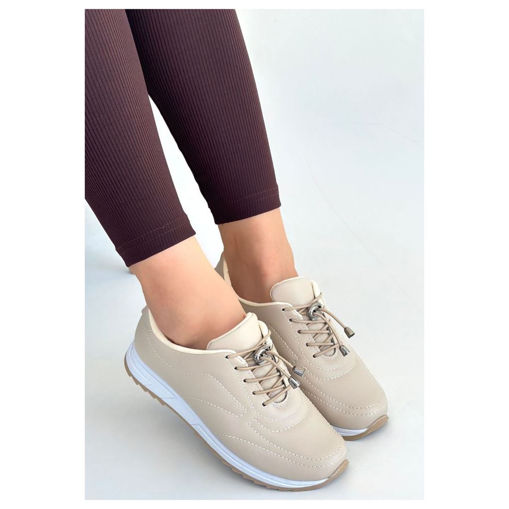 Finna Bej Stoperli Pratik Bağcıklı Günlük Konfor Kadın Sneaker